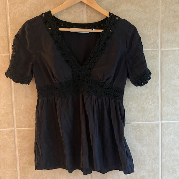 Guess Tops - Guess by Marciano Cotton & Silk Babydoll Top‎ Size Small Black Going Out Shirt